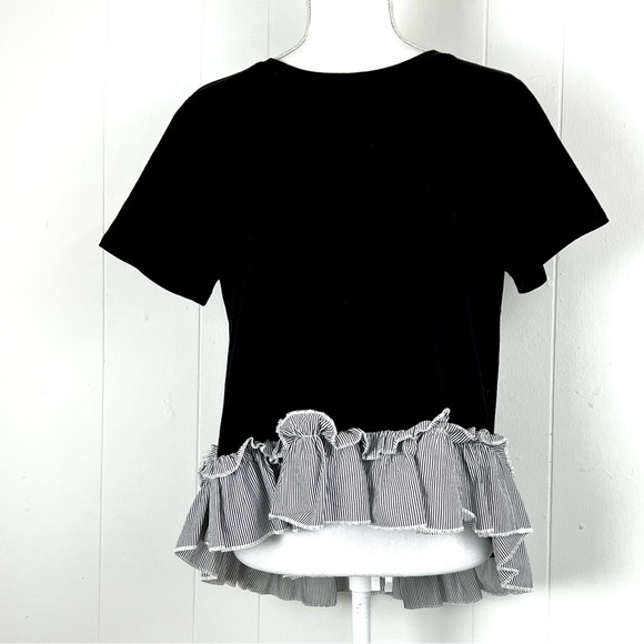 NICOLE MILLER NEW YOURK Super Cute High/ Low Ruffled Hem Short Sleeve Shirt - Picture 11 of 11